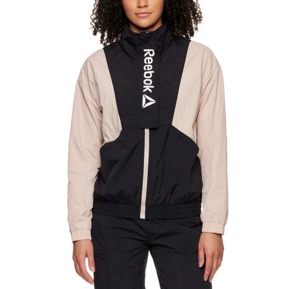 REEBOK Windbreaker Jacket Womens Size Large Zip Up Focus Track Pocket Athleisure - Picture 1 of 15